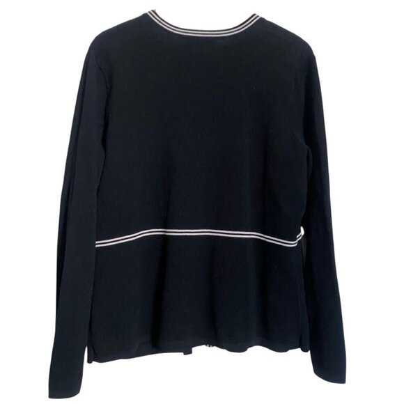 Vintage Anne Klein Cardigan Set Black White Sweater Tank XL - Picture 7 of 8